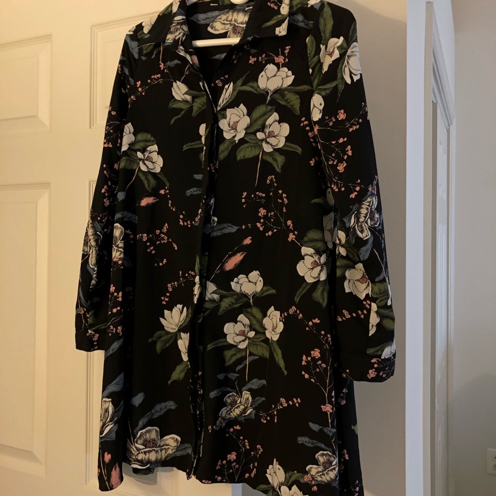 Floral Button Down Shirt Dress